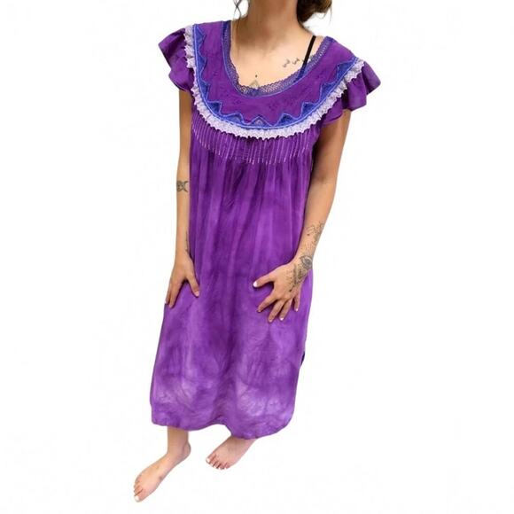 VTG Barbizon Purple Hand Dyed Cotton Slip Nightgown - Picture 2 of 8